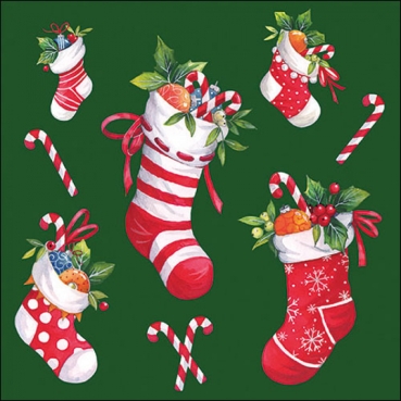 Ambiente Lunch Serviette 33 x 33 cm pro Stück X-Mas Stockings green
