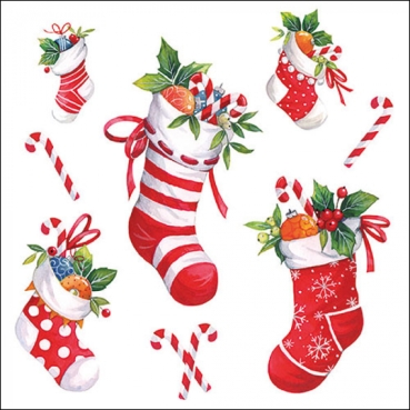 Ambiente Lunch Serviette 33 x 33 cm pro Stück X-Mas Stockings white