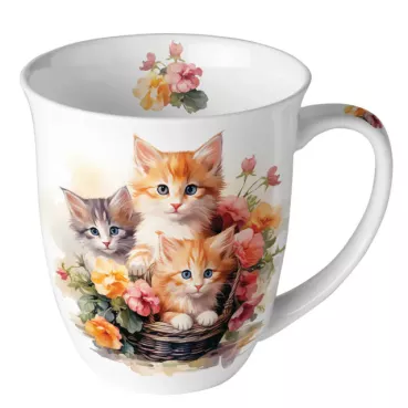 Ambiente Mug Tasse 0,4 l Kittens in Basket