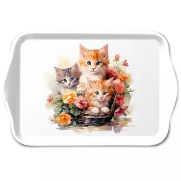 Ambiente Tablett 13 x 21 cm Kittens in Basket