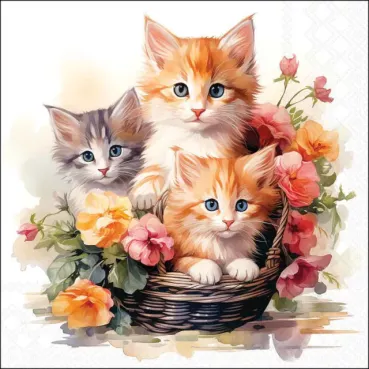 Ambiente Lunch Serviette 33 x 33 cm pro Stück Kittens in Basket