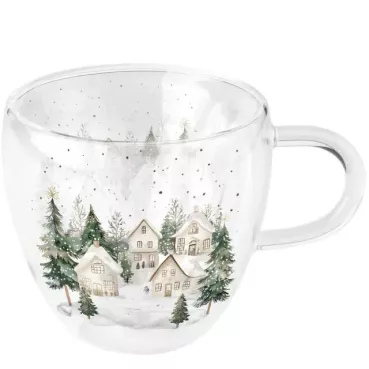 Ambiente Double-Walled Glass Doppelwandiges Glas 0,2 l Snowy Houses