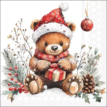 Ambiente Lunch Serviette 33 x 33 cm pro Stück Teddy's Gift White