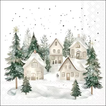 Ambiente Lunch Serviette 33 x 33 cm pro Stück Snowy Houses