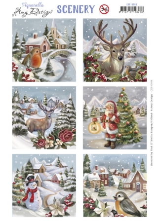 Amy Design Push Out Scenery From Santa with Love Christmas Bird Square