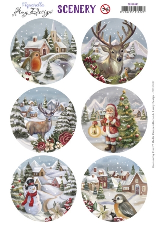 Amy Design Push Out Scenery From Santa with Love Christmas Bird Round