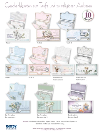 Reddy Cards Bastelset Geschenkkarten zur Taufe, Geburt, religiöse Anlässe