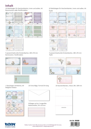Preview: Reddy Cards Bastelset Geschenkkarten zur Taufe, Geburt, religiöse Anlässe