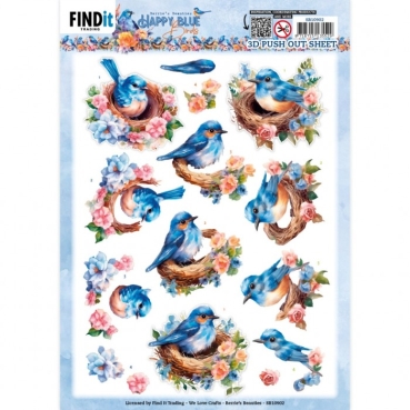 Berries Beauties 3D Push Out Happy Blue Birds Blue Bird's Nest