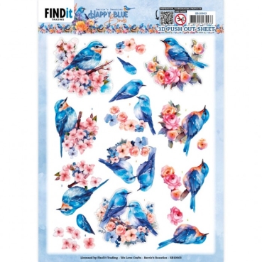 Berries Beauties 3D Push Out Happy Blue Birds Blue Birds in Pink