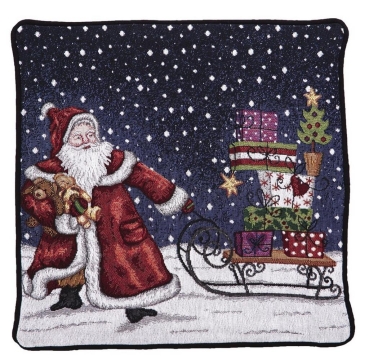 Kissenbezug 40 x 40 cm Weihnachtsmann mit Schlitten