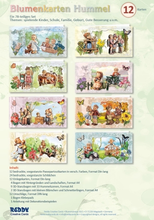 Reddy Cards Bastelset Blumenkarten Hummel, DIN-lang