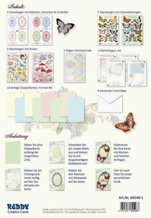 Preview: Reddy Cards Grußkarten-Set, Blumen und Schmetterlinge 1