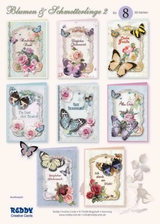 Reddy Cards Grußkarten-Set, Blumen und Schmetterlinge 2