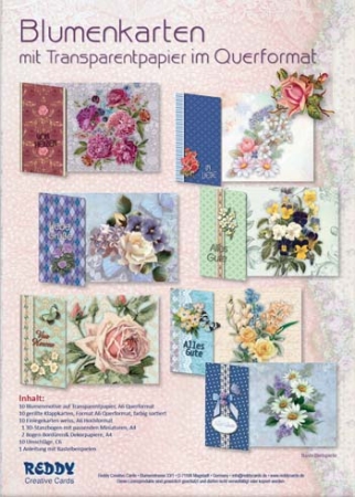 Reddy Cards Blumenkarten mit Transparentpapier im Querformat