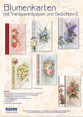 Reddy Cards Blumenkarten mit Transparentpapier und Gedichten