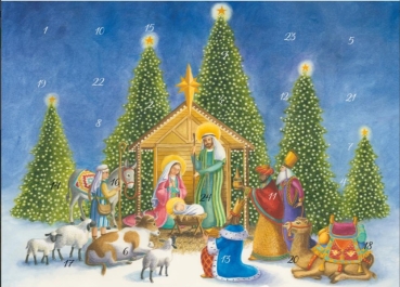 Caspari Adventskalender Karte Nativity