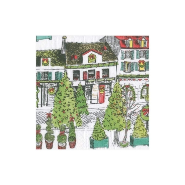 Caspari Cocktail Serviette pro Stück Vintage Village Christmas
