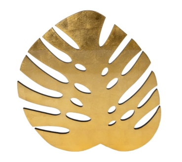 Caspari Tischset Lack Die-Cut Lacqeur Placemat Monstera Leaf Gold Tabletop