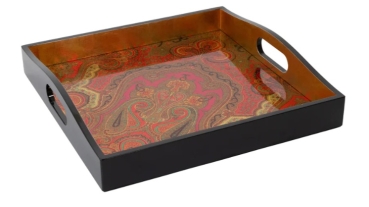 Caspari Tablett Lack Lacquer Square Tray Fuchsia Jaipur