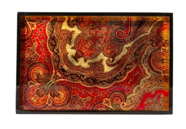Caspari Tablett Lack Lacquer Square Tray Crimson Jaipur