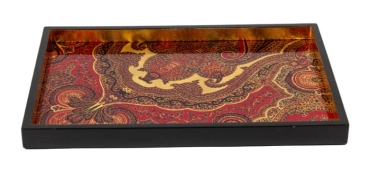 Preview: Caspari Tablett Lack Lacquer Square Tray Crimson Jaipur