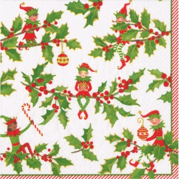 Caspari Lunch Serviette pro Stück Jingle Elves