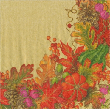 Caspari Lunch Serviette pro Stück Gold Harvest Garland