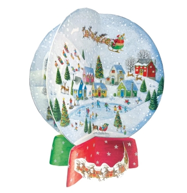 Caspari Christmas 3D Adventskalender Winter Village Snow Globe