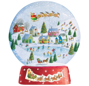 Preview: Caspari Christmas 3D Adventskalender Winter Village Snow Globe