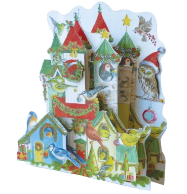 Preview: Caspari Christmas 3D Adventskalender Christmas Birdhouse