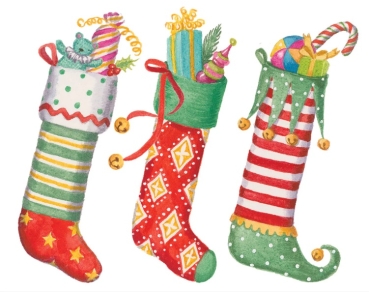 Caspari Mini Weihnachtskarten Stockings Set mit 5 Karten und 5 Umschlägen