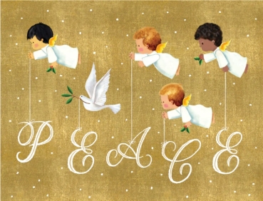Caspari Weihnachtskarten Peace Baby Angels Set mit 16 Karten und Umschlägen