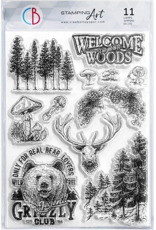 Ciao Bella Clear Stamp Set 6 x 8 Inch Welcome to our Woods
