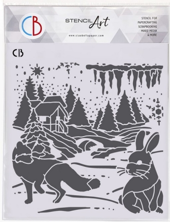Ciao Bella Paper Texture Stencil Schablone 8 x 8 Inch Nordic Landscape