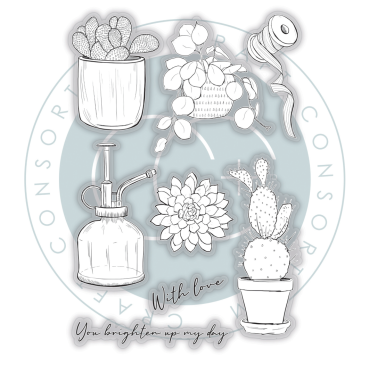 Preview: Craft Consortium Botany Boutique Clear Stamps Transparente Stempel Cactus