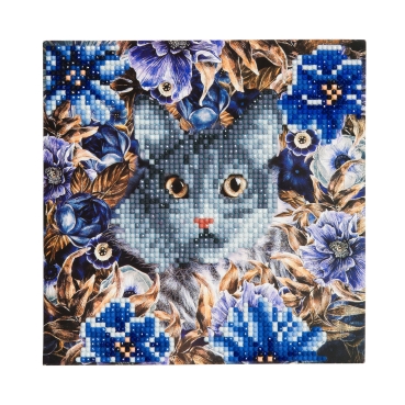 Preview: Craft Buddy CCK-A4 Crystal Card Kit Cat and Flowers
