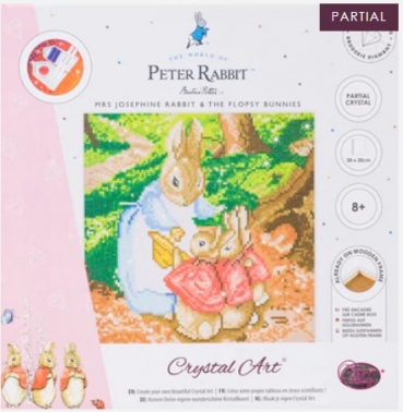 Preview: Craft Buddy CAK-PBRT32M Framed Crystal Art Holzrahmen Mrs Josephine Rabbit and The Flopsy Bunnies