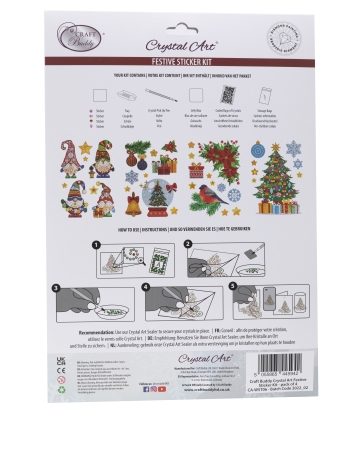 Preview: Craft Buddy CA-WST06 Set of 4 Crystal Art Wall Stickers Set mit 4 Wandstickern Festive Stickers