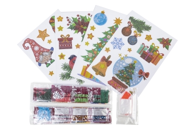 Preview: Craft Buddy CA-WST06 Set of 4 Crystal Art Wall Stickers Set mit 4 Wandstickern Festive Stickers
