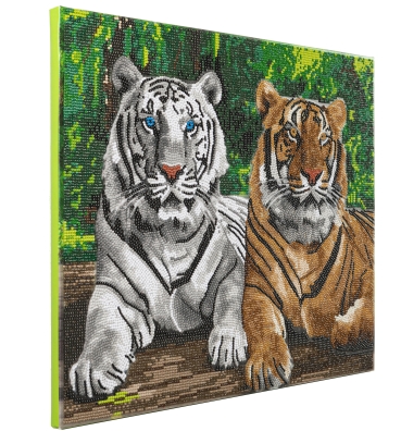 Preview: Craft Buddy CAK-A201L Crystal Art Canvas Kit Holzrahmen Tigers