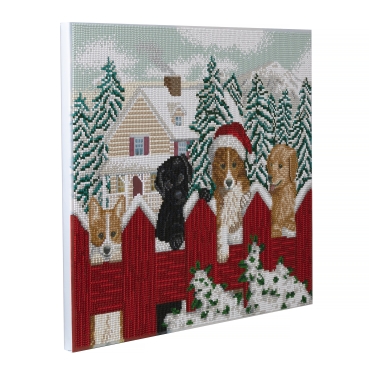 Preview: Craft Buddy CAK-4050L Crystal Art Canvas Kit Holzrahmen Christmas Pups