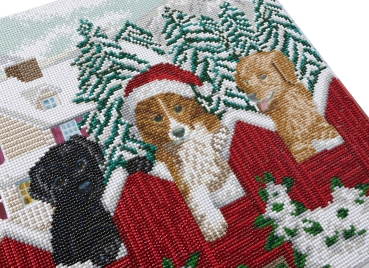 Craft Buddy CAK-4050L Crystal Art Canvas Kit Holzrahmen Christmas Pups
