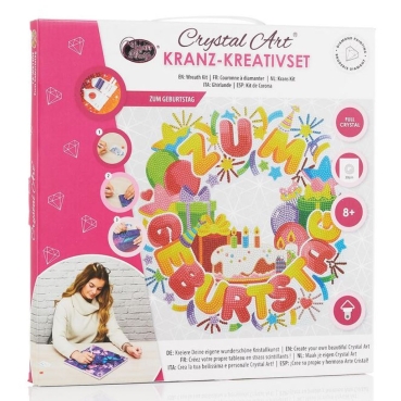 Preview: Craft Buddy CA-WR14DE Crystal Art Kit Wreath Kranz 30 x 30 cm Zum Geburtstag