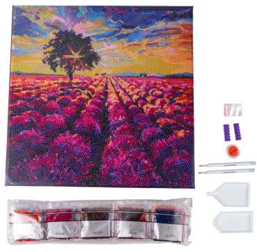Preview: Craft Buddy CAK-A203M Framed Crystal Art Kit Holzrahmen Lavender Field