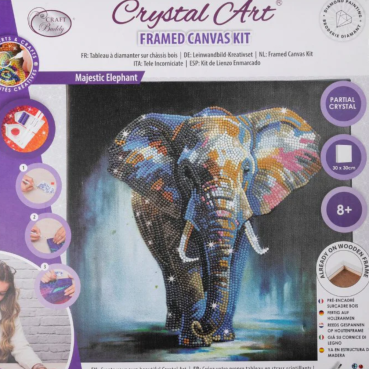 Preview: Craft Buddy CAK-A201M Framed Crystal Art Kit Holzrahmen Majestic Elephant