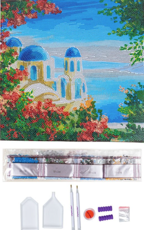 Preview: Craft Buddy CAK-A198M Framed Crystal Art Kit Holzrahmen Grecian View