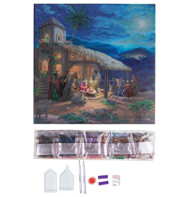 Preview: Craft Buddy CAK-TK021M 30 x 30 cm Crystal Art Kit Holzrahmen Nativity Scene