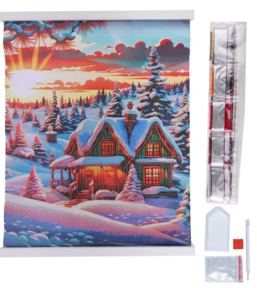 Craft Buddy CAS-053L Crystal Art 40 x 50 cm Scroll Kit Winter Sunset