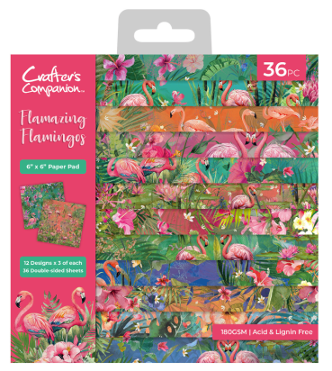 Crafter's Companion 6 x 6 Inch Paper Pad Flamazing Flamingos